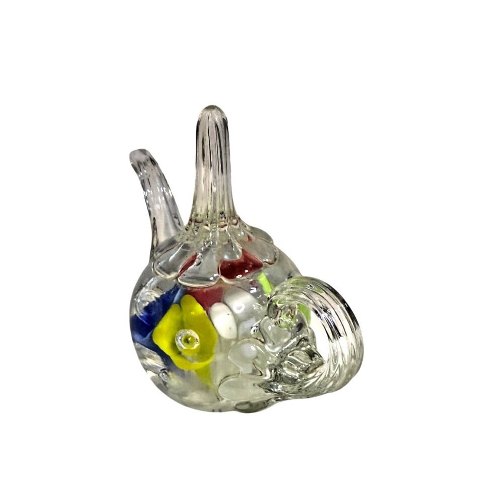 Vtg Joe St Clair‎ art glass teapot paperweight ring holder Pastel flowers - Picture 4 of 11